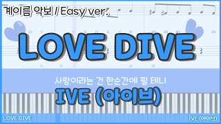 피아노 악보 LOVE DIVE  아이브 IVEㅣ계이름 악보ㅣ쉬운 버전 Easy ver 대세돌 아이브의 컴백 벌써 4관왕🔥🔥🔥🔥 [upl. by Kcirddor786]