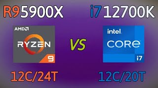 i7 12700K vs R9 5900X  benchmark and test in 6 games hight setting [upl. by Cotterell]