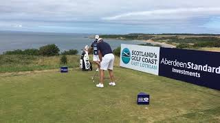 Lee Westwood golf swing 9th tee No 1 course Gullane Golf Club Scottish Open 2018 pro am [upl. by Shields373]