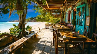 Bossa Nova Beach Cafe Ambience with Relaxing Bossa Nova Music and Crashing Waves for Stress Relief [upl. by Cristabel763]