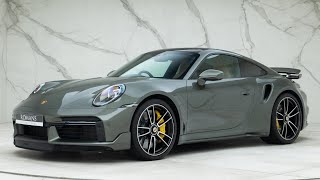 2022 Porsche 911 992 Turbo S  Aventurine Green  Walkaround amp Interior amp Revs [upl. by Balthasar255]