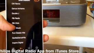 Demo PHILIPS DTB297 DAB FM Radio Bluetooth Docking Speaker for iPhone 5 5S 5C iPad 4 [upl. by Adeehsar579]