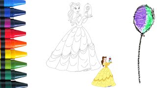 Coloring with Sticker Book Dress Up Disney Princess ArielSnow WhiteBelleCinderella [upl. by Earised]