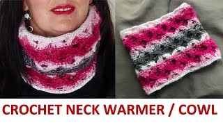 How to Crochet Cowl Neck Warmer step by step video tutorial easy for beginners pattern for free [upl. by Brothers]