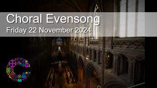 Choral Evensong  Friday 22 November 2024  Chester Cathedral [upl. by Ecnerolf]