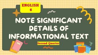 Note Significant Details in Informational Texts [upl. by Llamaj]