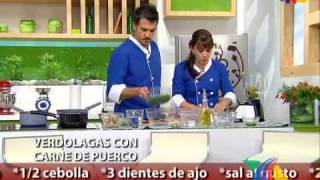 Verdolagas en salsa verde con carne de puercoReceta [upl. by Nievelt]