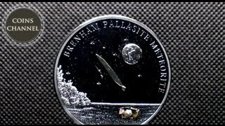 5 Silver Coin Cook Islands 2007  Brenham Pallasite Meteorite [upl. by Anaik]