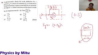 Pyq galvanometer shows full scale deflection for a current Ig physics class 12 numericals [upl. by Halihs]