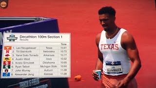 Leo leads 100m Decathlon Field with 1061 performance  2023 NCAA Outdoor Championships [upl. by Massarelli]