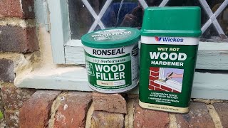 Repairing a rotten window frame and review of Wickes wet rot wood hardener and Ronseal wood filler [upl. by Codd912]