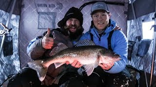 Ice Fishing for Big Walleyes with the  LOTW Outdoorsman [upl. by Huggins]