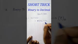 Binary To Decimal  Short Trick Binary To Decimal  How to change binary to decimal [upl. by Redan102]