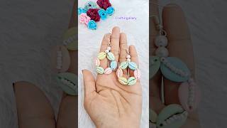 Cowrie shell earring making diy craftgallarey 2024 craft trending art viralshorts shorts [upl. by Aleacin]