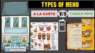 Different types of Menu A la carte vs table d’ hôte [upl. by Enelyam]