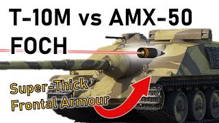 THE MOST HEAVILY ARMOURED TANK DESTROYER  T10M vs AMX50 Foch  Armour Penetration Simulation [upl. by Htebharas]