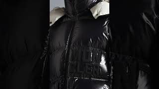 MONCLER Shiny Abbaye Short Down Jacket Hooded Glossy Black Women [upl. by Gaye446]