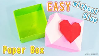 How to make Easy Paper Heart Box with lid｜DIY Craft Idea without glue｜Nursery Craft Work [upl. by Sale271]