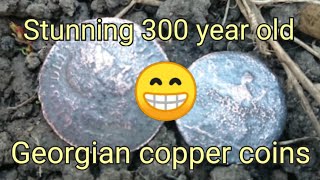 Stunning 300 year old Georgian copper coins Metal Detecting UK [upl. by Samul614]