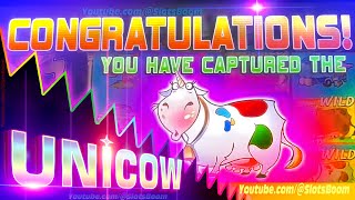 UNICOW AGAIN FREE GAMES  Invaders Attack From the Planet Moolah CASINO SLOTS RARE BONUS [upl. by Enenaej]