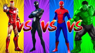 SUPERHERO COLOR DANCE CHALLENGE Iron Man vs Black SpiderMan vs SpiderMan vs Hulk [upl. by Anum]