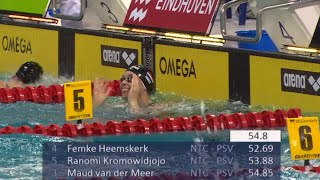 Femke Heemskerk National Record 5269  Women 100 m Freestyle Final  Eindhoven Swim Cup 2015 [upl. by Nylorahs]