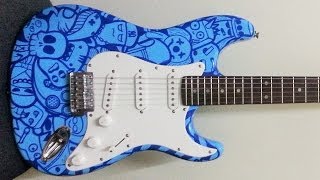 CUSTOM GUITAR paint job using posca pen with doodle art [upl. by Cosma]