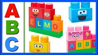 Learn ABC Alphabet With ABC MEGA BLOKS Sesame Street Elmo Fun Educational ABC Alphabet Video For Ki [upl. by Assilanna810]