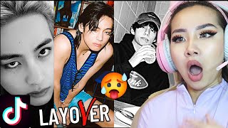 PERFECTION 😍🥵 BTS V KIM TAEHYUNG LayoVer TIKTOK EDITS  REACTION [upl. by Etem]