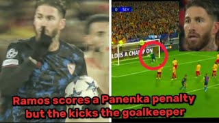 Ramos scores a Panenka penalty but then gets booked for kicking the goalkeeper [upl. by Fahey]