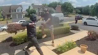 Video captures dueling porch pirates race to steal package outside Berks County home [upl. by Ehtnax]