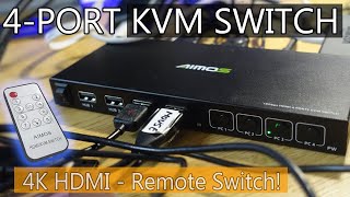 64 KVM Remote Switch Review  AIMOS  4 Port HDMI [upl. by Esyahc51]