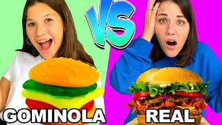 GOMITAS VS COMIDA REAL 🍣 GUMMY vs REAL Challenge de GOMINOLAS  Yippee Family [upl. by Tai]