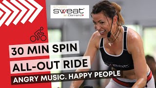 30 Minute ALL OUT Intense Spin Class with Cat Kom  Angry Music  Happy People [upl. by Laehcar]