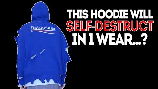 This DESTROYED Balenciaga hoodie SCARES ME Distressed Campaign Knit Hoodie [upl. by Ranita]