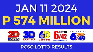 Lotto Result January 11 2024 9pm PCSO [upl. by Enyr]