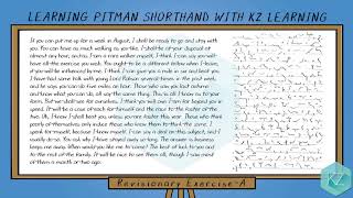 Pitman Shorthand  Revisionary Exercise A Dictation 100 WPM  KZ Learning [upl. by Verbenia]