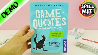 GAME OF QUOTES Spiel deutsch  Verrückte und lustige Zitate mit dem Känguru Mitbewohner  Kosmos [upl. by Aerdnod207]