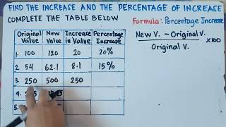 Find the Increase in Value and Percentage Increase  Grade 7  Matatag Curriculum [upl. by Bartram]