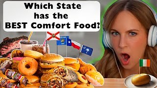 Irish Girl Reacts to The Number 1 American Comfort Food From Every State in the USA [upl. by Immij]