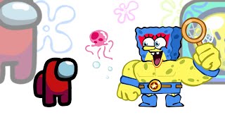 Mini Crewmate Kills SpongeBob x Brawl Stars Characters  Among Us [upl. by Orfinger436]