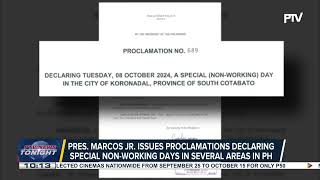 PBBM issues proclamations declaring special nonworking days in several PHL areas [upl. by Jeth]