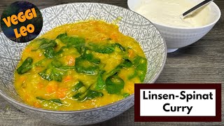 LinsenSpinat Curry mit Zitronenjoghurt  veganes Thermomix Rezept [upl. by Artamas]