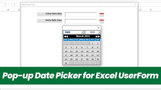 Popup Date Picker for Excel VBA UserForm [upl. by Uhthna864]