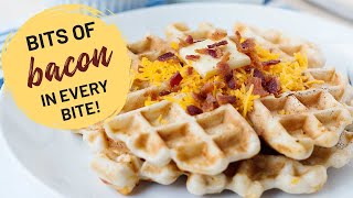 Cheddar and Bacon Waffles  Epic Savory Waffle Recipe [upl. by Annaira]