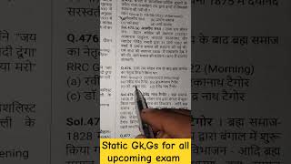 STATISTIC GKGS For ntpcalp groupd SSC GD shorts viralvideo viralshorts ssc study ntpc rrb [upl. by Ayhtak]