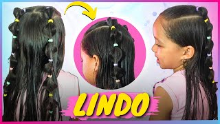 😍😱 SEMI PRESO LINDO COMO FAZER UM PENTEADO INFANTIL FÁCIL COM XUXINHAS OU ELÁSTICOS [upl. by Naomi]