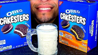 ASMR OREO CAKESTERS ORIGINAL AND PEANUT BUTTER FLAVORS WITH MILK MUKBAN EATING CANDY SOUNDS [upl. by Emorej96]