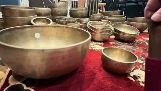 Amazing sounding pair  How did they make antique singing bowls in such different sizes [upl. by Sutherlan]