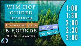 WIM HOF Guided Breathing  30 to 50 Breaths 5 Rounds Increasing Pace  To 300min No Voice No Music [upl. by Alauqahs]